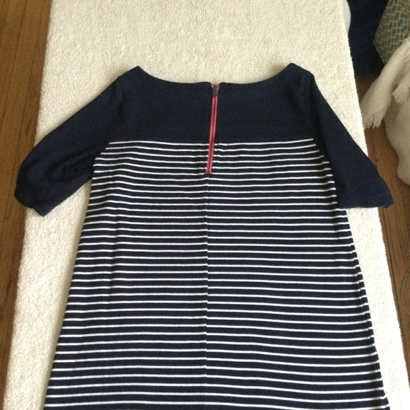 Gap Boatneck Mariner Dress Stripes Knit Navy White Shift - Sz Medium - Picture 8 of 15